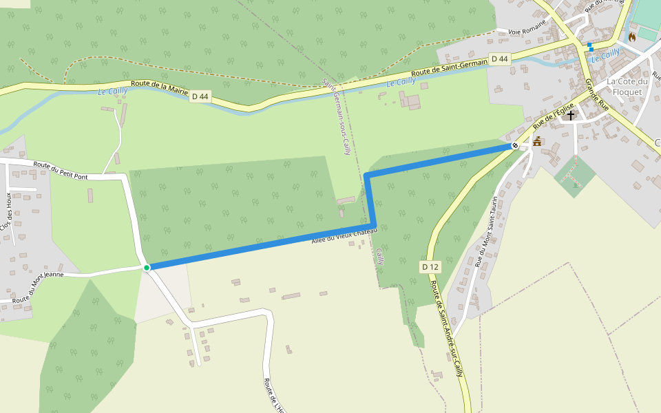 Allée du Vieux Château walking route map in Saint-Germain-sous-Cailly
