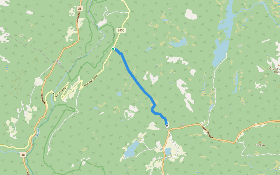 Eidsborg - Ravnjuv walking route map in Nesland