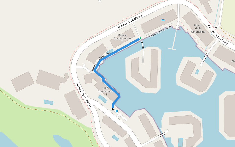Ribera Guadalmarina walking route map in Puerto Sotogrande