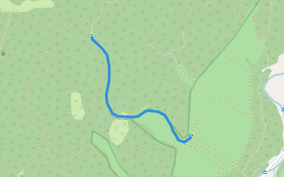 Overgrown path walking route map in Pshada