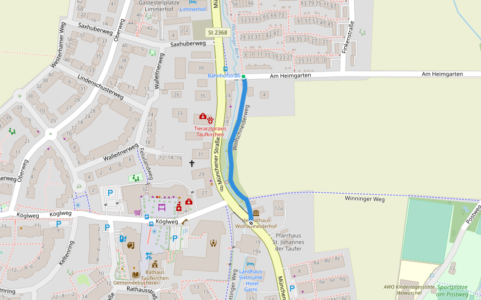 Wolfschneiderweg walking route map in Taufkirchen