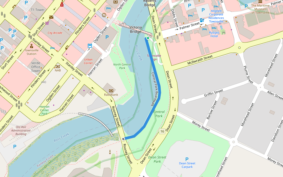 Central Park Boardwalk walking route map in South Townsville