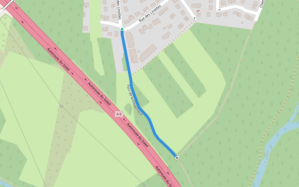 Parc de la Chopinière walking route map in Villabé