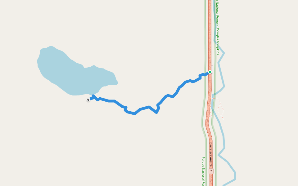 Sendero Laguna Tronador walking route map in Renihue