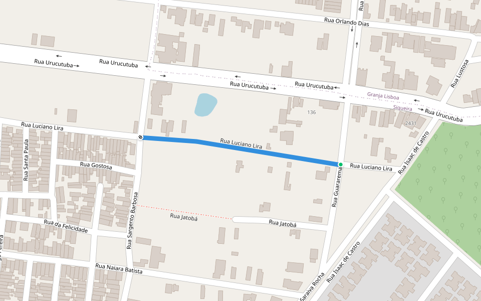 Rua Gararema walking route map in Fortaleza