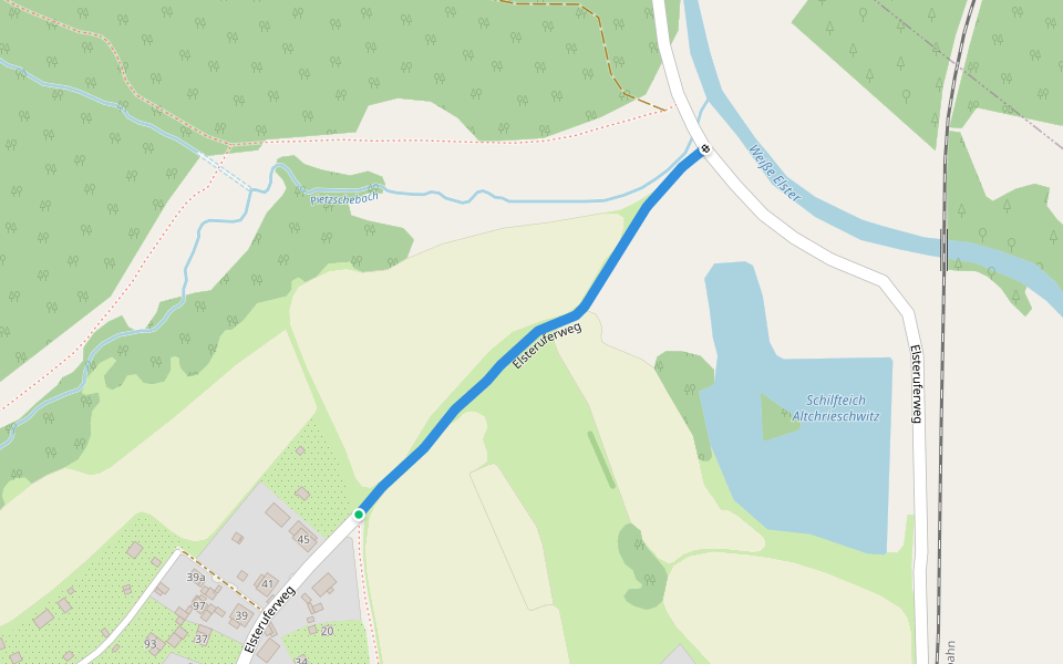 Elsteruferweg walking route map in Plauen