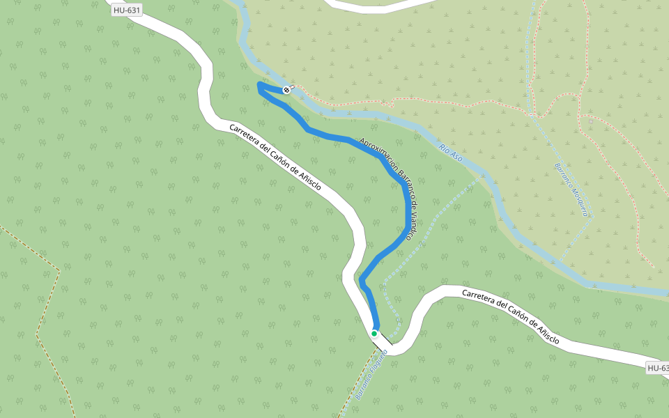 Aproximacion Barranco de Viandico walking route map in Fanlo