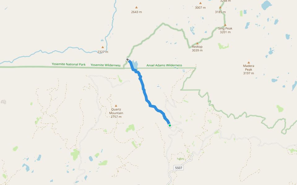 Chiquito Pass Trail walking route map in Bass Lake