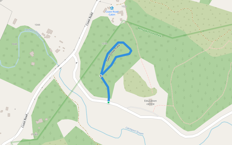 Tawa Grove Track walking route map in Remutaka Forest Park