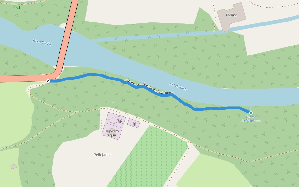 Camino a la fuente de Pellejanco walking route map in Peral de Arlanza