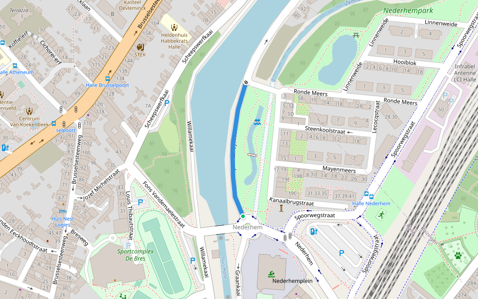 Jean Laroystraat walking route map in Halle