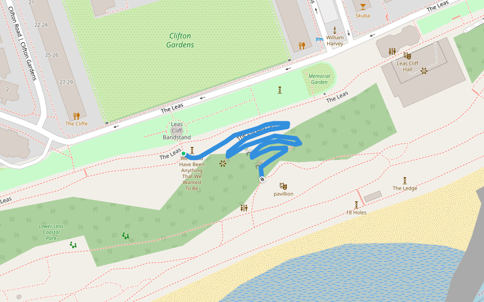 The Zig Zag Path walking route map in Folkestone