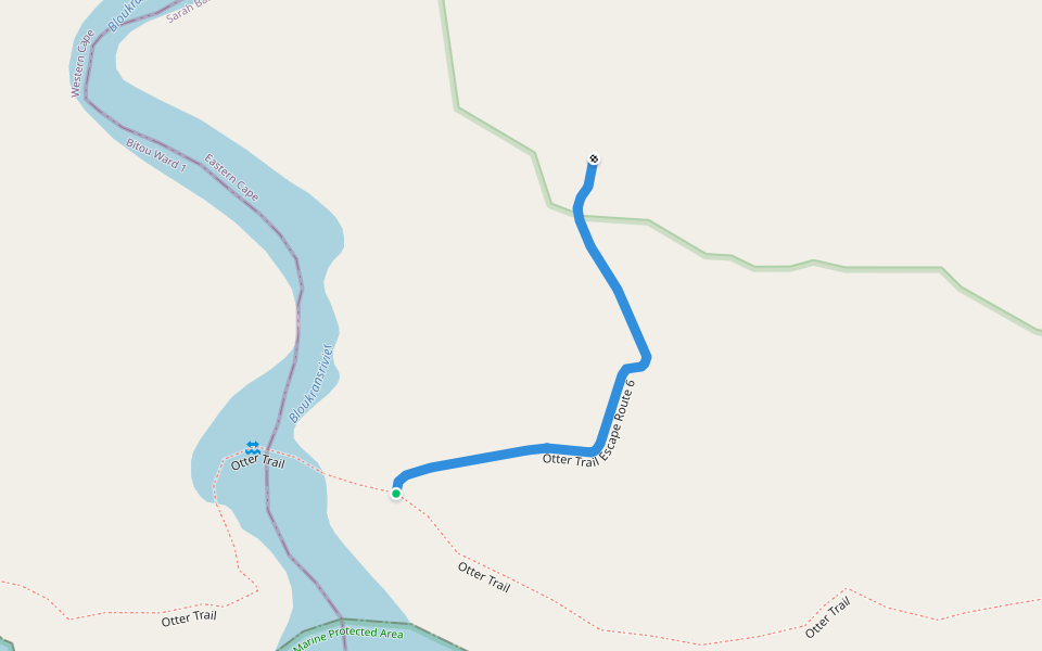 Otter Trail Escape Route 6 walking route map in Stormsrivier