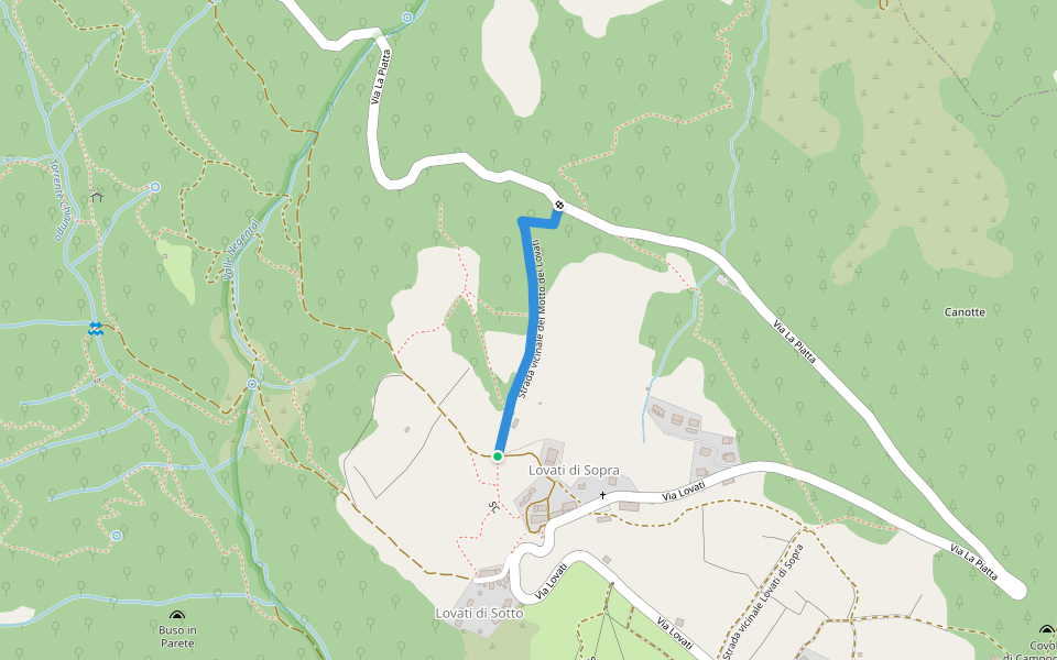 Strada vicinale del Motto dei Lovati walking route map in Lovati