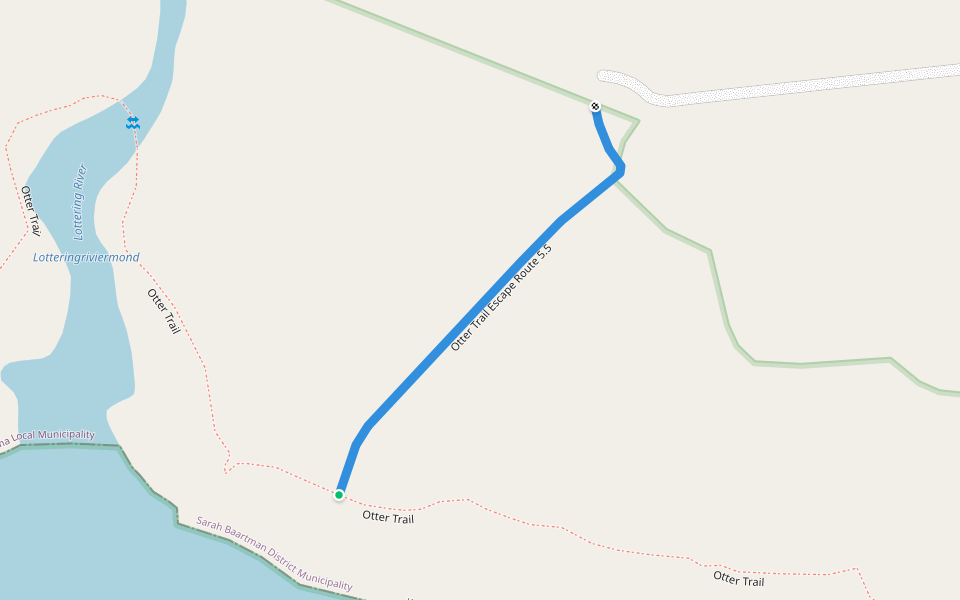 Otter Trail Escape Route 5.5 walking route map in Stormsrivier