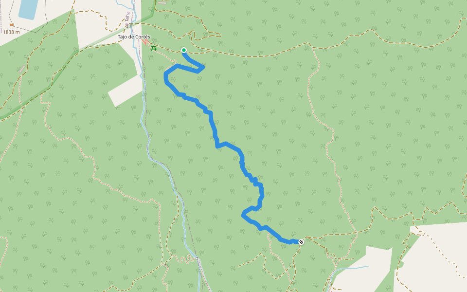 Sendero Bermejo walking route map in Pórtugos