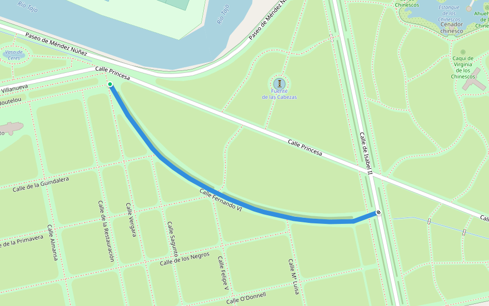 Calle Fernando VI walking route map in Aranjuez