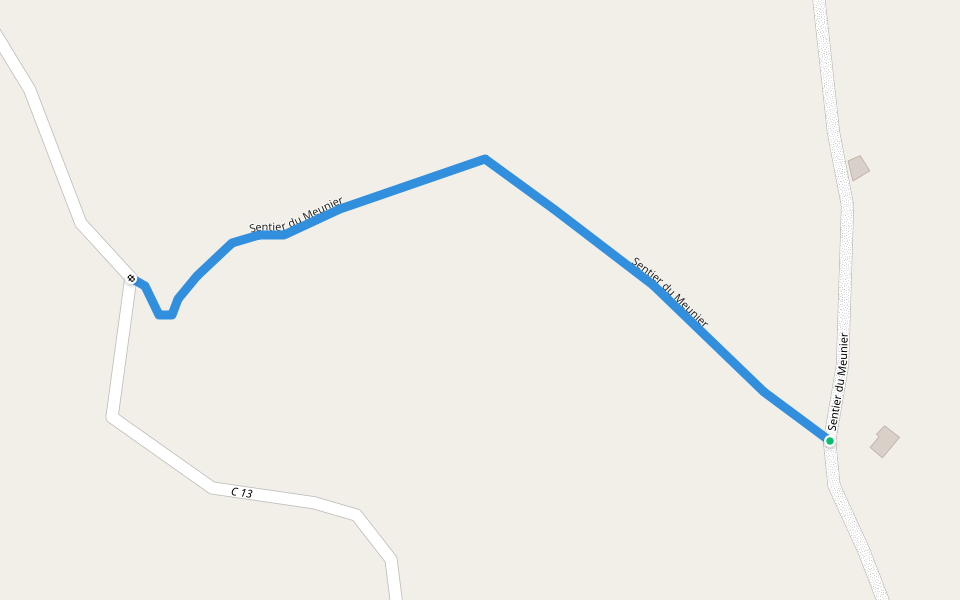 Sentier du Meunier walking route map in Corrèze