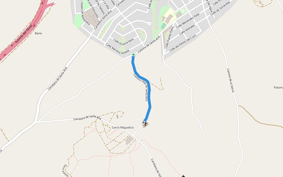 Camino Viejo de Santa Ana walking route map in Torredelcampo