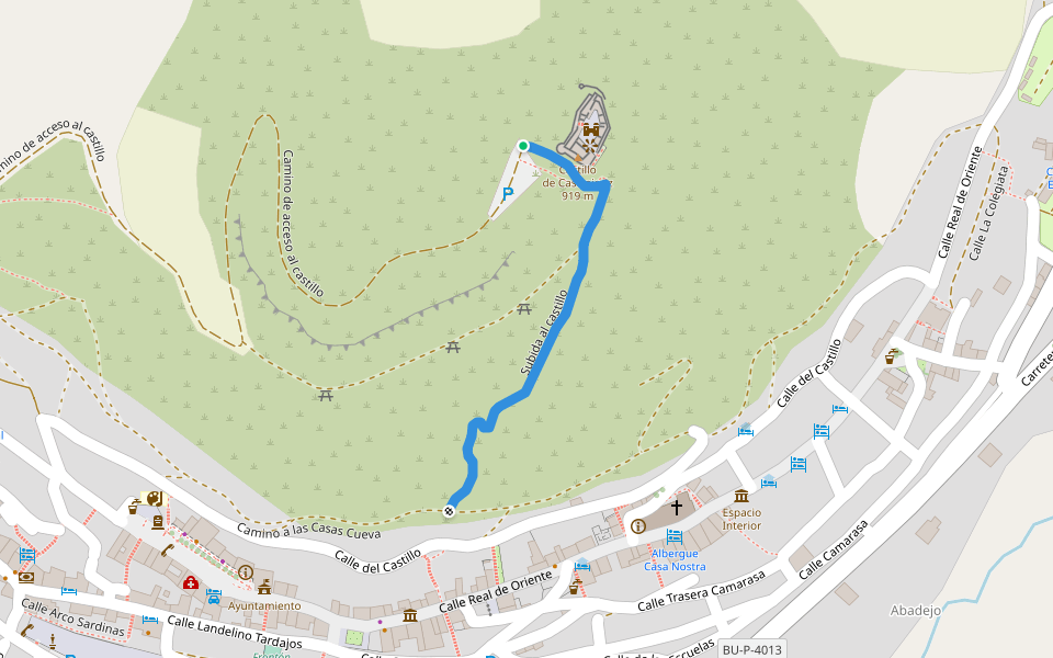 Subida al castillo walking route map in Castrojeriz