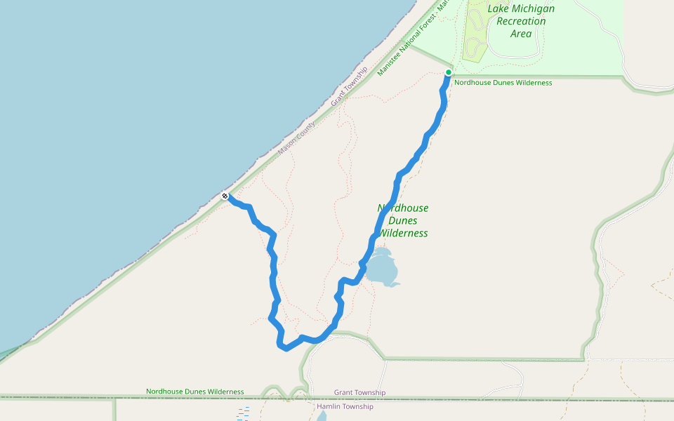 Nordhouse Dunes Beach M9-1 walking route map in Free Soil