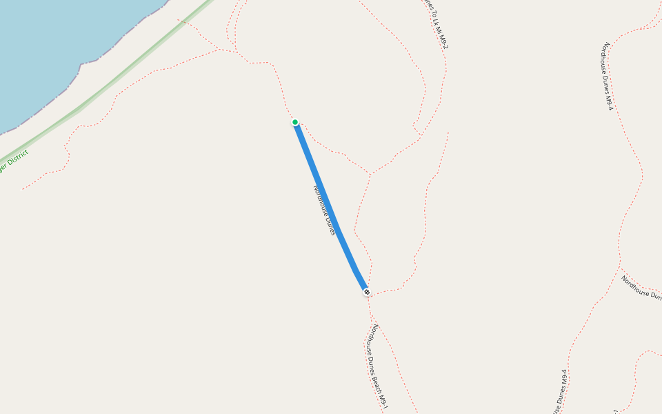 Nordhouse Dunes walking route map in Free Soil