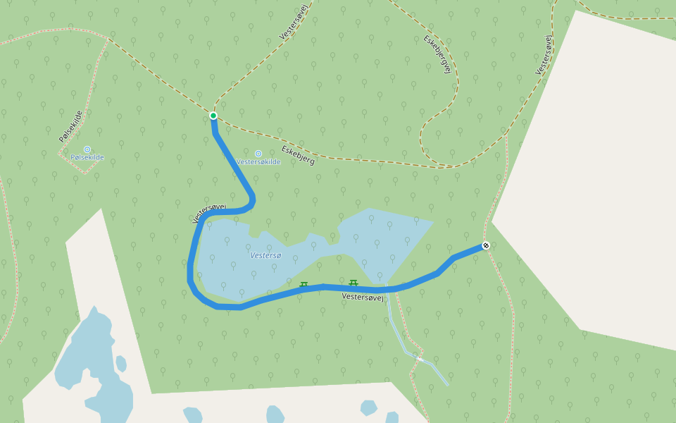 Vestersøvej walking route map in Aabenraa