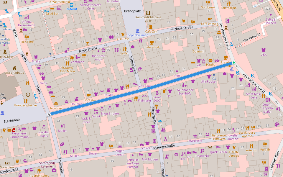 Zöllnerstraße walking route map in Celle