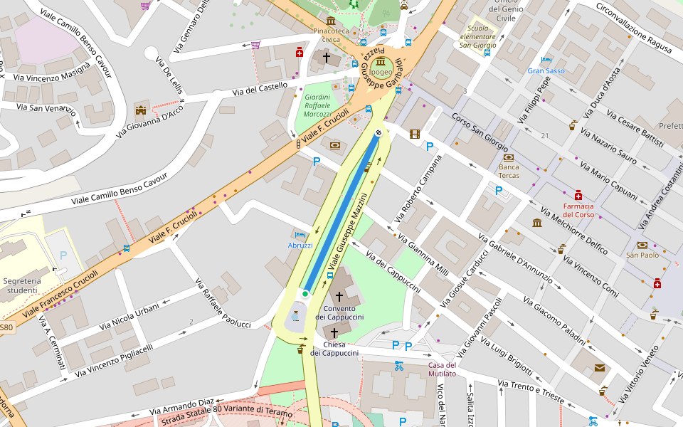 Viale Carino Gambacorta walking route map in Teramo