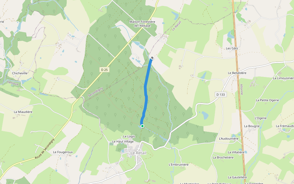 Chemin Communal du Retail walking route map in Le Retail