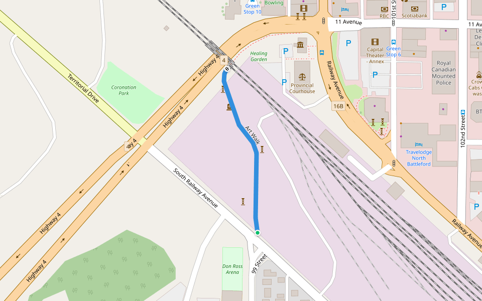 Art Walk walking route map in North Battleford