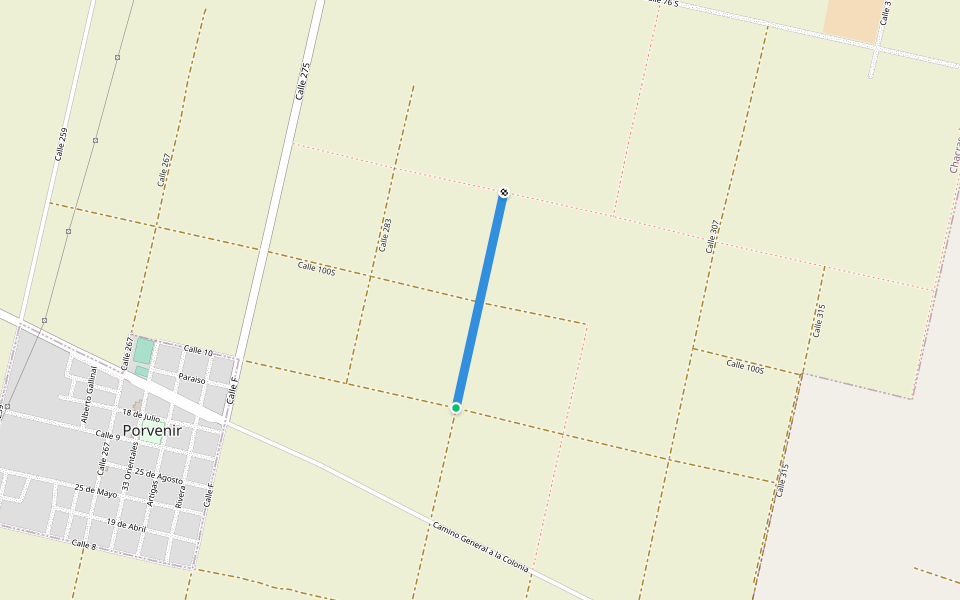 Calle 291 walking route map in Porvenir