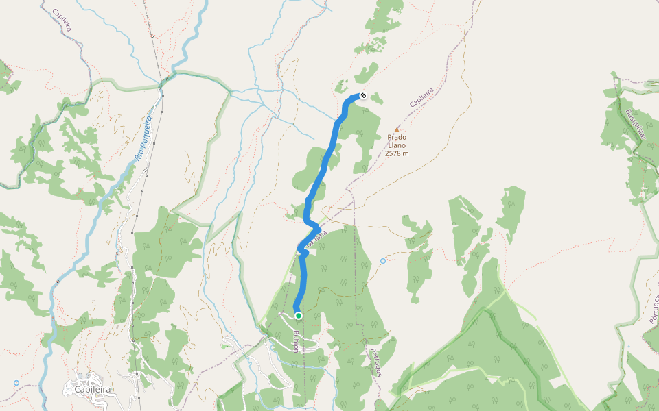 Sendero Hoya del Portillo walking route map in Bubión