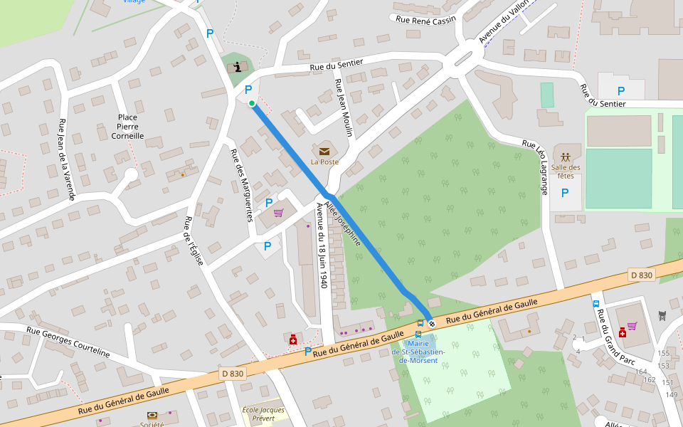 Allée Joséphine walking route map in Saint-Sébastien-de-Morsent