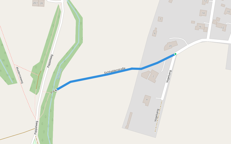 Eichhaldenstraße walking route map in Bad Boll