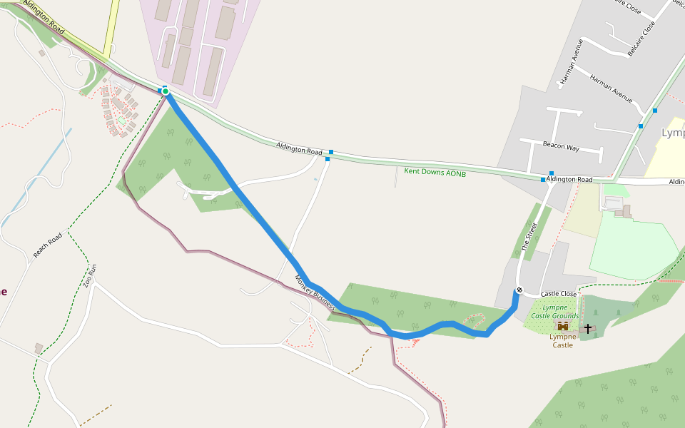 Monkey Business walking route map in Lympne