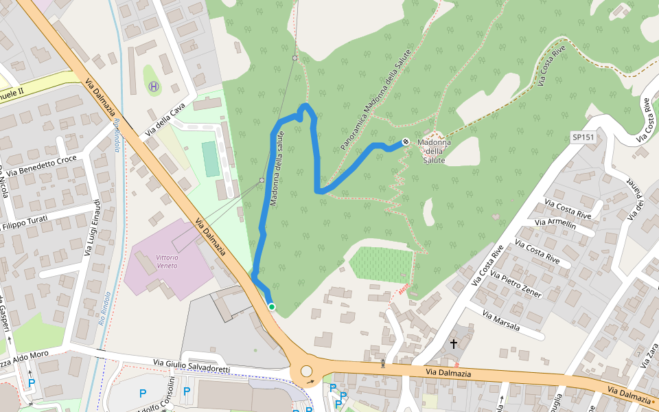 Madonna della salute walking route map in Vittorio Veneto