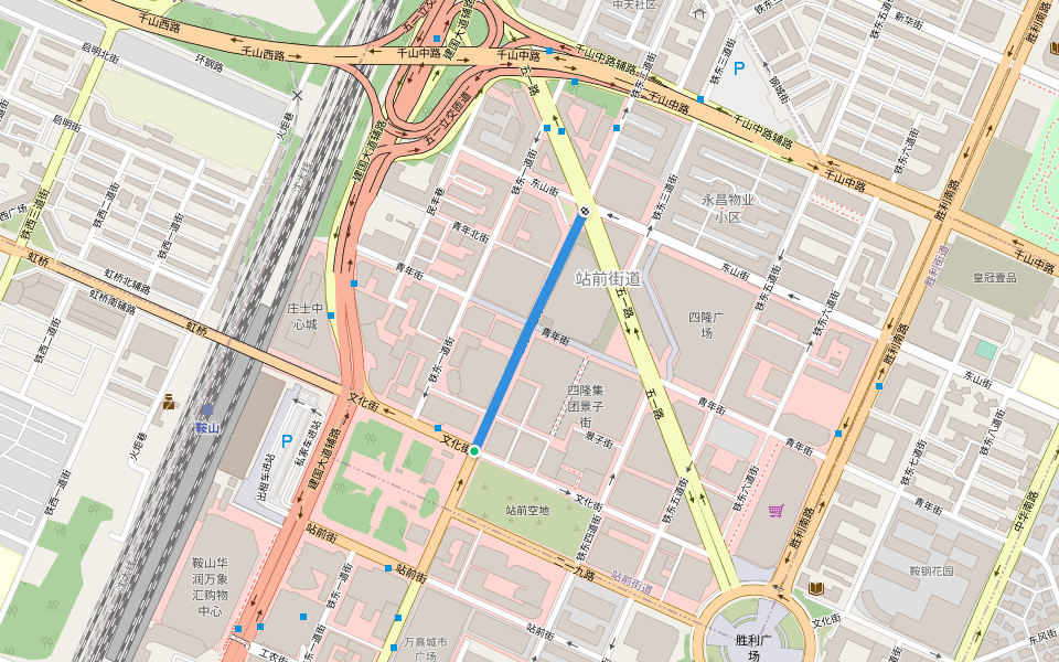 铁东二道街 walking route map in An Shan Shi