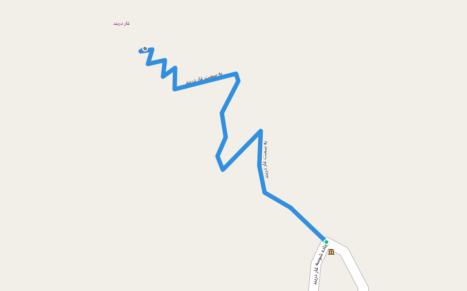 به سمت غار دربند walking route map in Mehdishahr