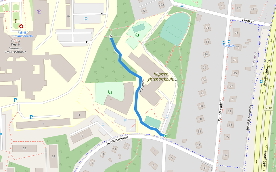 pururata walking route map in Jyväskylä