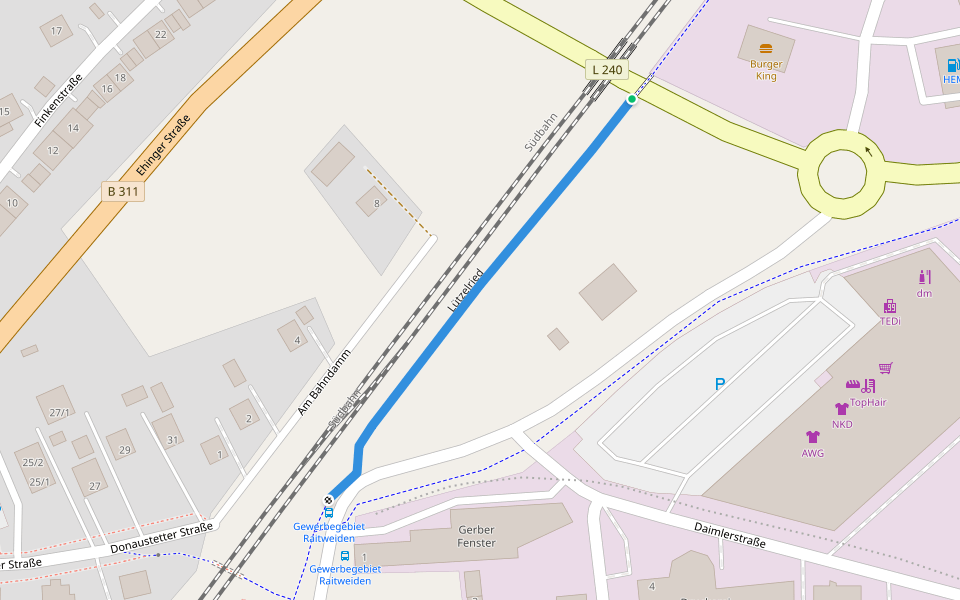 Lützelried walking route map in Erbach