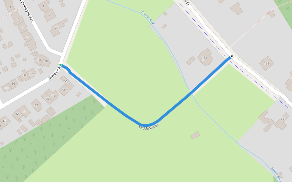 Middenheide walking route map in Beveren