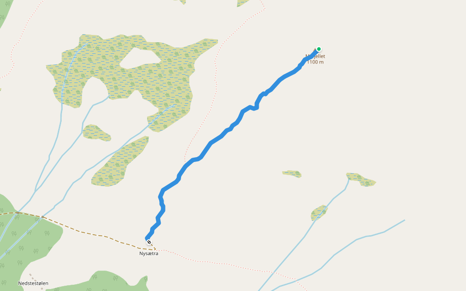 Mefjellet walking route map in Fjørå