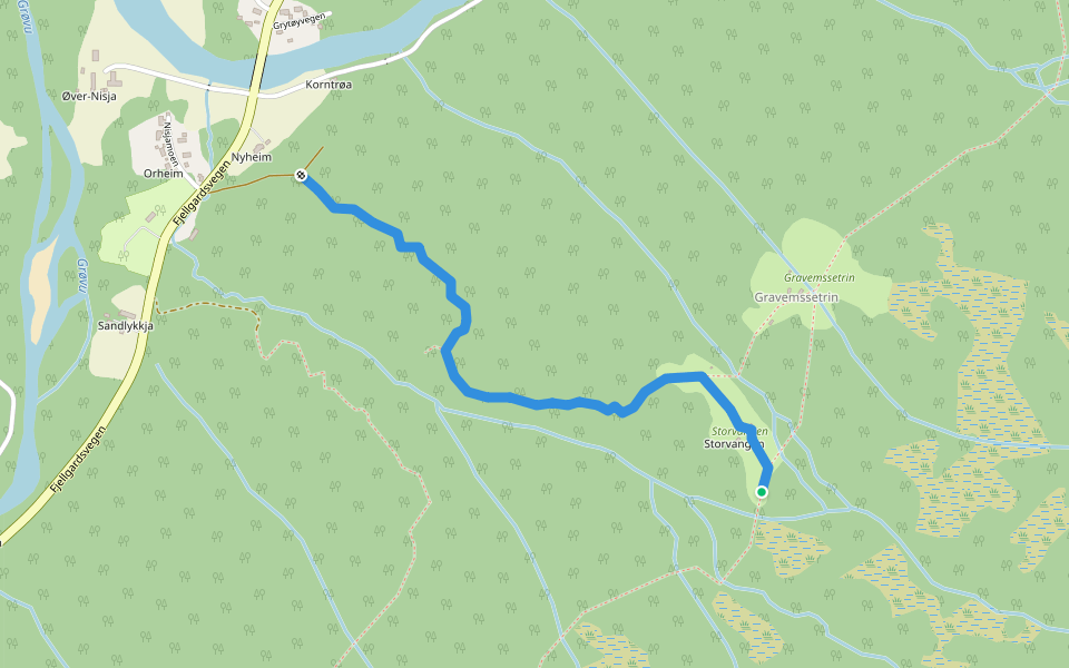 Gravemssetrin walking route map in Gjøra