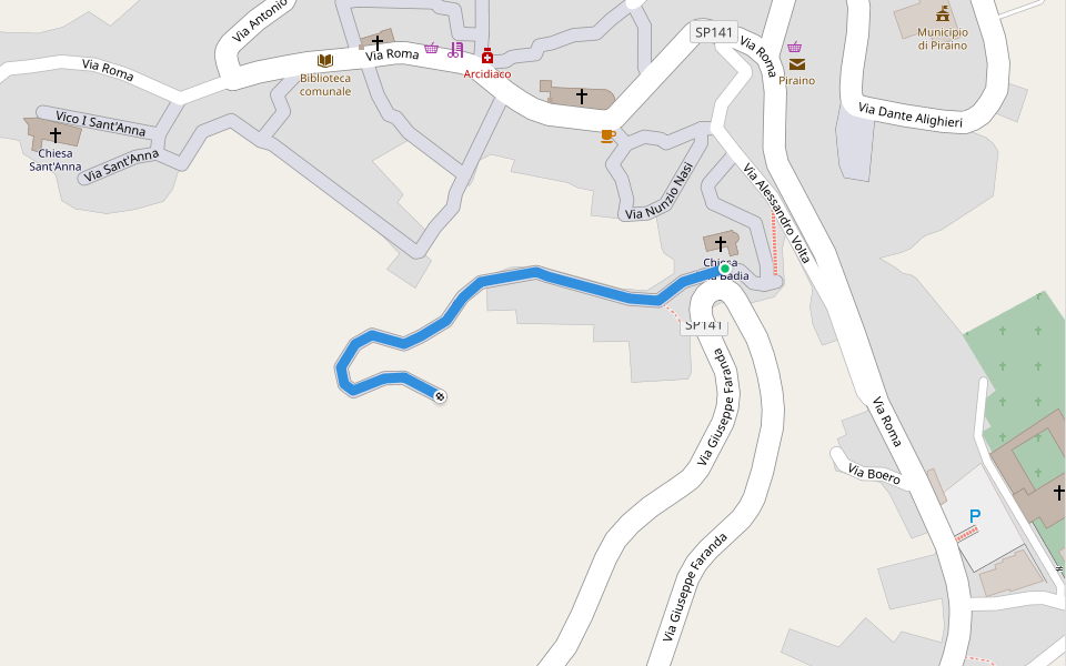 Via Fontana walking route map in Piraino