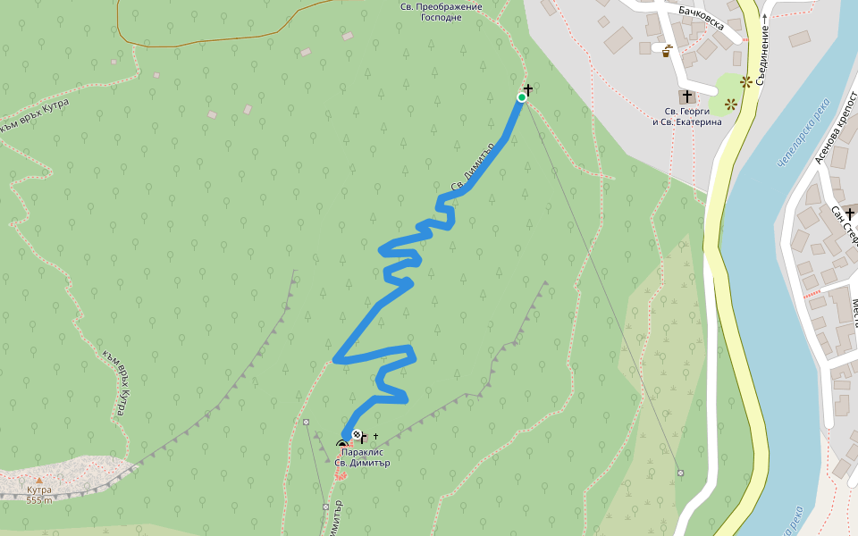 Св. Димитър walking route map in Asenovgrad