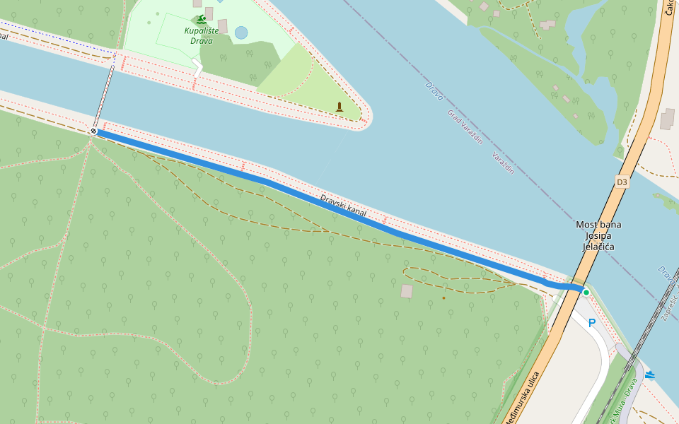 Dravski kanal walking route map in Gornji Kuršanec