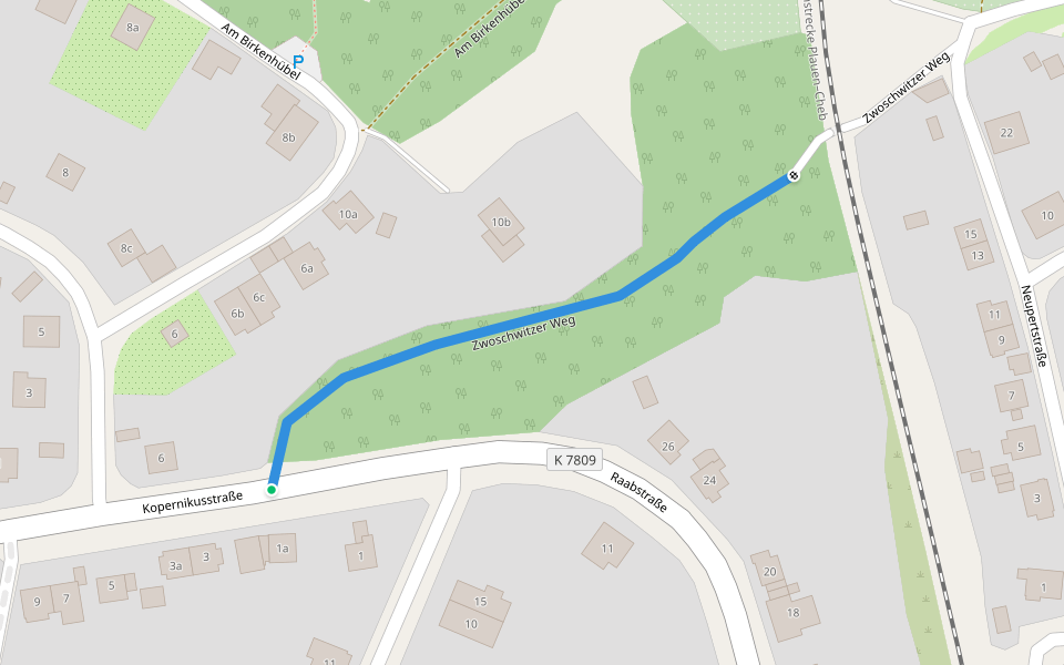 Zwoschwitzer Weg walking route map in Plauen