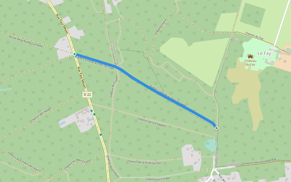Ruelle Corneille au Parc du Faye walking route map in Chanteloup-les-Vignes