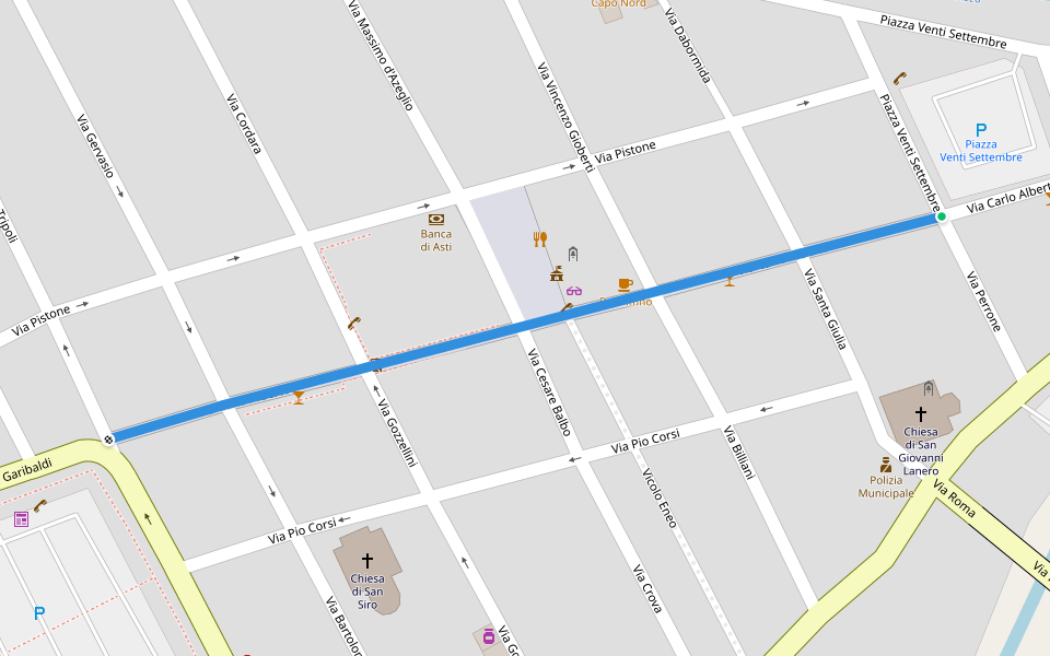 Via Carlo Alberto walking route map in Nizza Monferrato